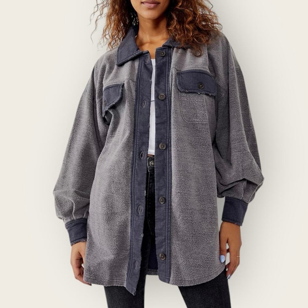 Free People | Ruby Oversized Shirt Jacket | Gray | Small